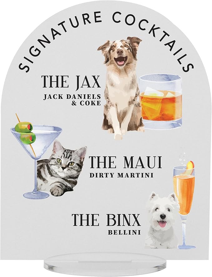 Pet Signature Drink Wedding Signs by Elation+Factory+Co.