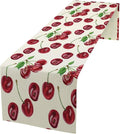 Red Cherry Table Runner Watercolor Tropical Fruit Spring Summer Wild Berry by SHElifestyle