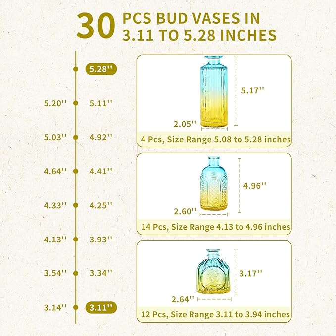 Glass Bud Vases in Bulk Set of 30 Pcs, Small Glass Vases - Image 9