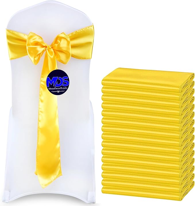 MDS Pack of 50 PCS Satin Chair Sashes Charmeuse Sateen Dining Chair Bows Ribbon by MDS