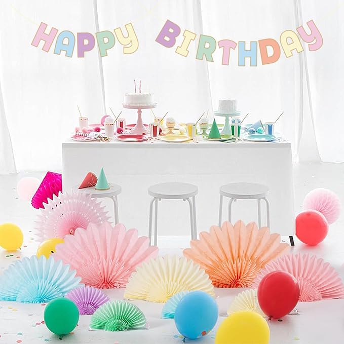 9PCS Huge Pastel Hanging Paper Fans Decoration Macaron Birthday Party - Image 5
