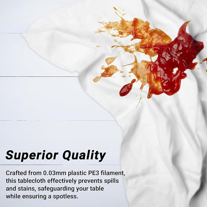 QZYL 12 Packs Disposable White Plastic Table Cloths, 54 X 108 Inches Dining - Image 4