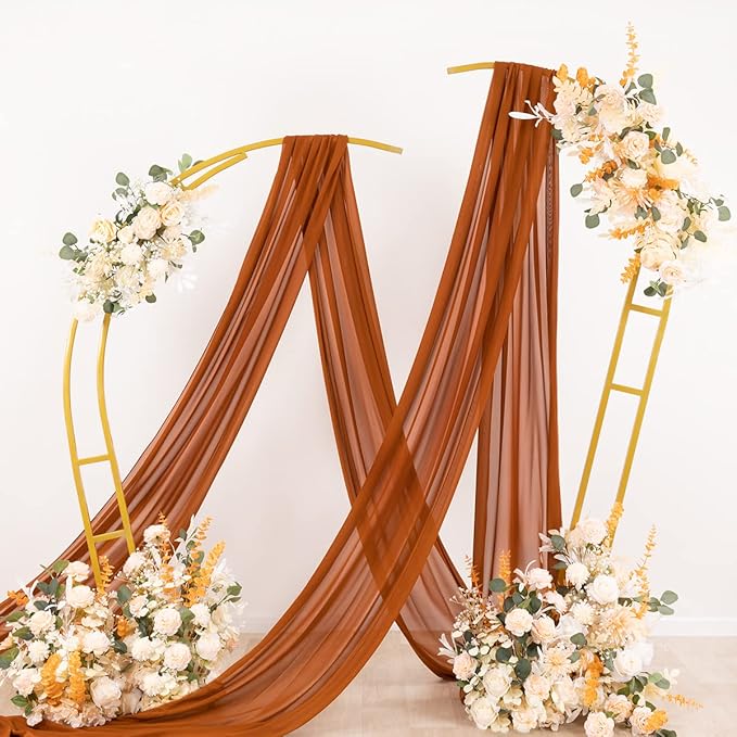 Socomi Wedding Arch Draping Fabric 1 Panel 29" x 19Ft Terracotta Sheer Chiffon - Image 4