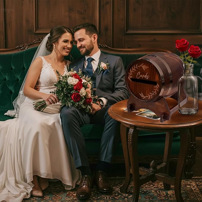 OurWarm Wooden Card Box for Wedding, Vintage Gift Card Box - Image 8