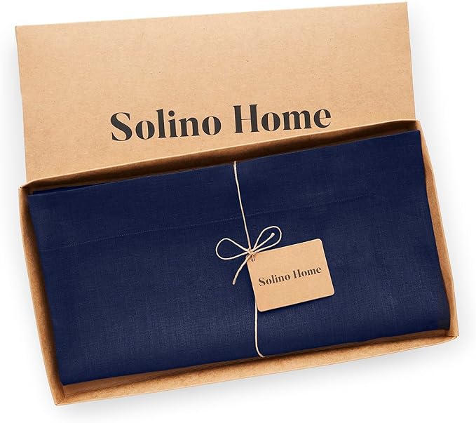 Solino Home Navy Blue Linen Tablecloth 52 x 52 Inch - Image 7