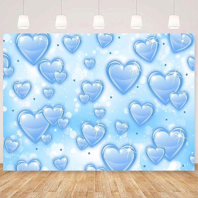 Sensfun 8x6ft Light Blue Heart Backdrop Early 2000s Party Decorations Old by Sensfun