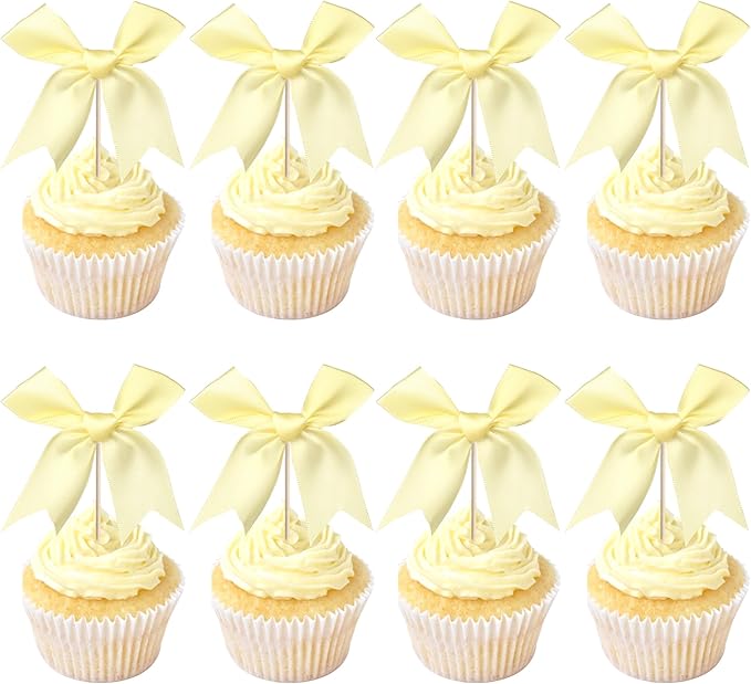 24 PCS Bow Cupcake Toppers Bow Cupcake Picks Bowknot Birthday Party Decorations - Image 8