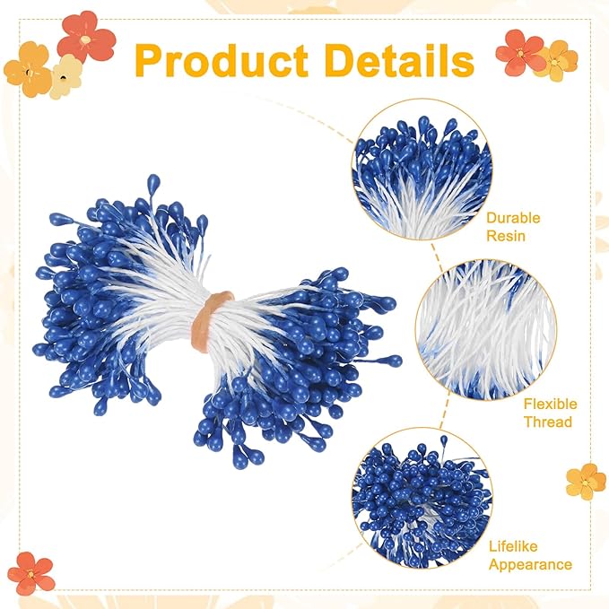150-Pack Flower Stamens for Crafts, 5mm Double Heads Artificial Pearl Floral - Image 2