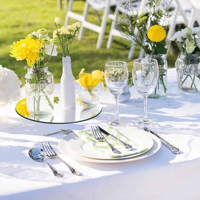 Round Mirror Centerpieces, Acrylic Circular Plates - Image 4