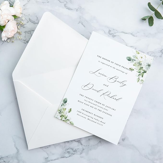PONATIA 50PCS A7 Euro Flap Envelopes, 5.25 x 7.25'' Ivory Envelopes - Image 5