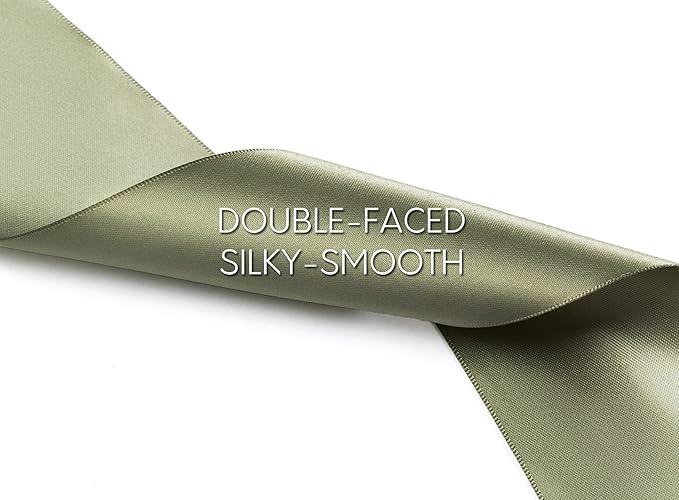 Sage Green Satin Ribbon 2.5 Inch Double-Faced Ribbons 25 Yards - Image 3