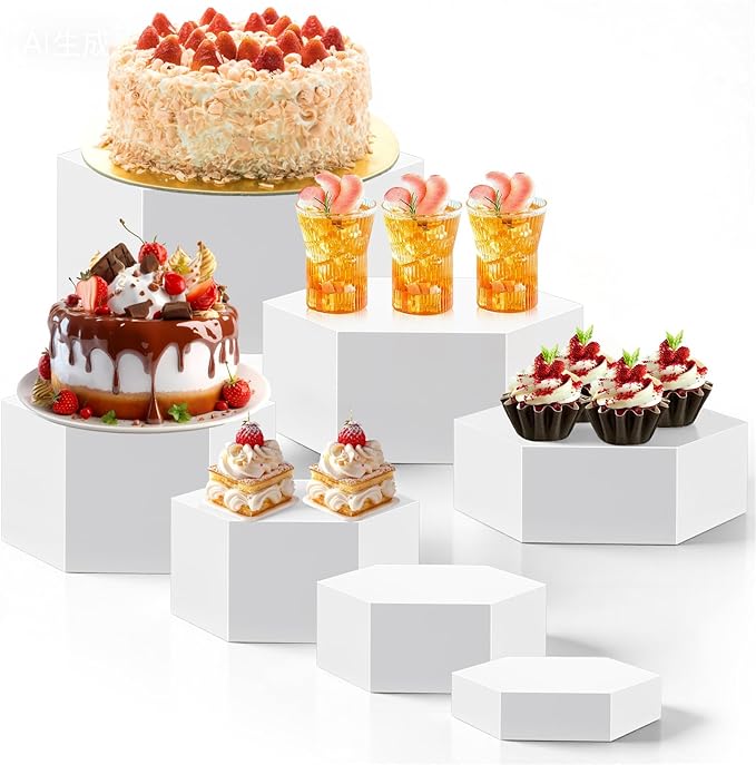 Leinuosen 7 Pcs Large Buffet Risers Set 6" to 12" Acrylic Display Box Catering by Leinuosen