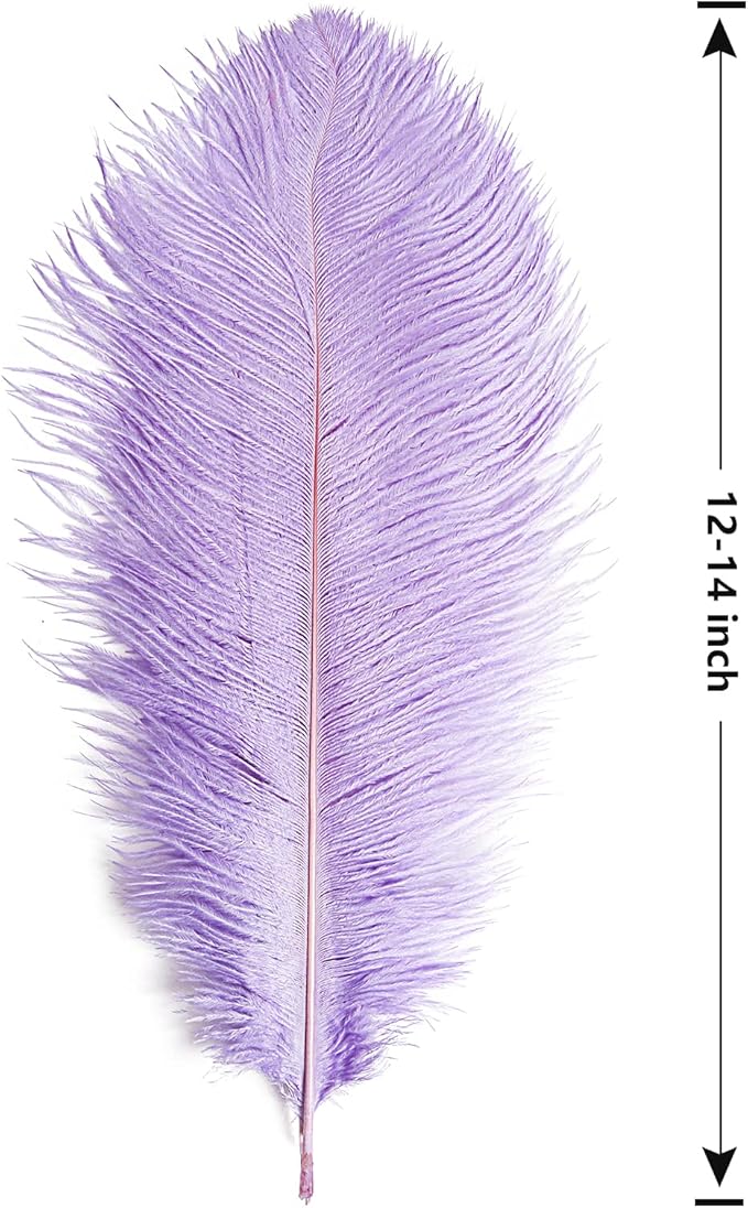 THARAHT Lavender Ostrich Feathers 12pcs Large Natural Bulk 12-14Inch 30cm-35cm - Image 2