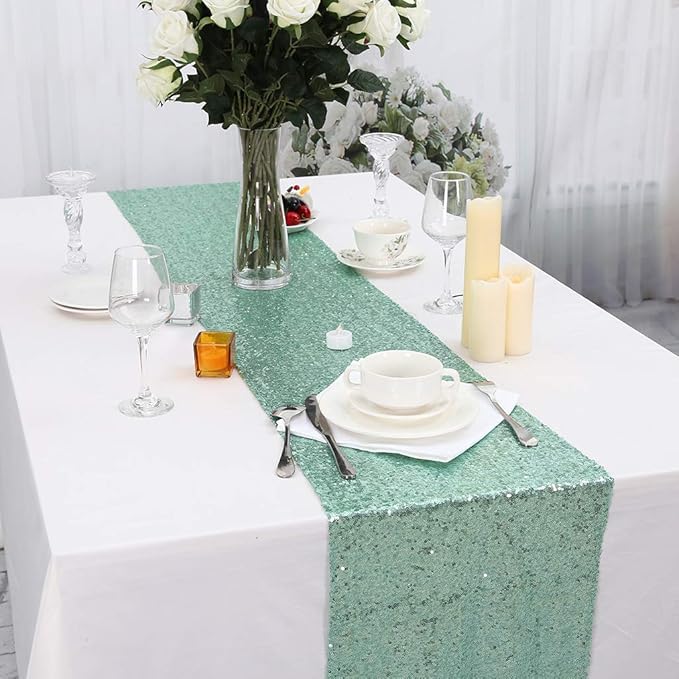 Eternal Beauty Mint Green Table Runner - Image 5