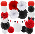Red-Black White Party-Decorations Paper-Flowers Lanterns by Burgleda
