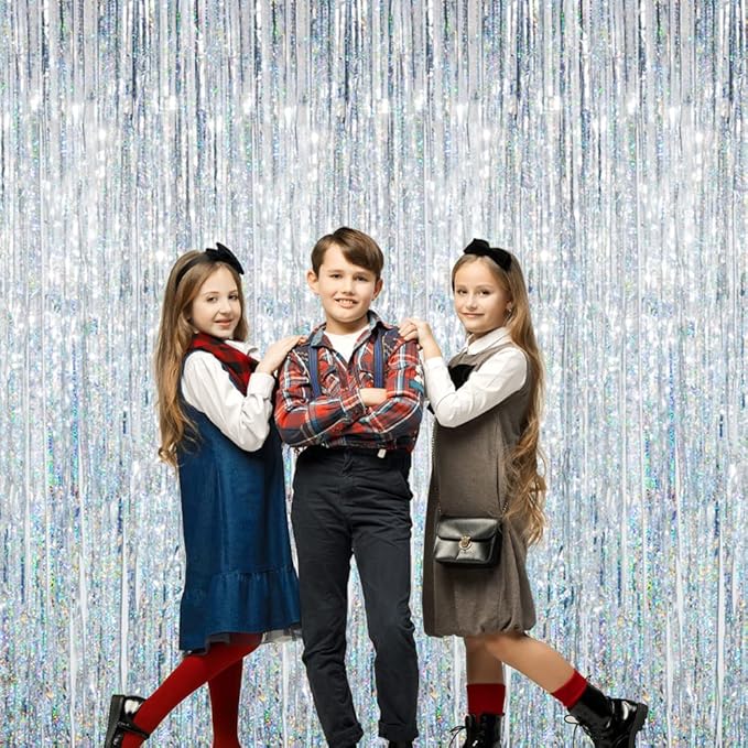 GOER 3.2 ft x 8.2 ft Metallic Tinsel Foil Fringe Curtains Party Photo Backdrop - Image 4