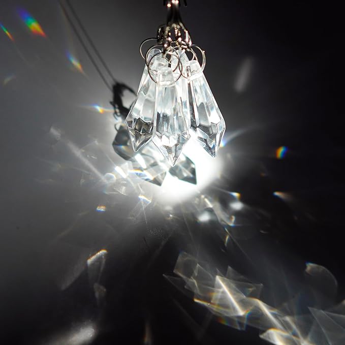 H&D 50pcs 38mm Crystal Icicle Pendant Chandelier Prisms Drops Lamp Candle - Image 5