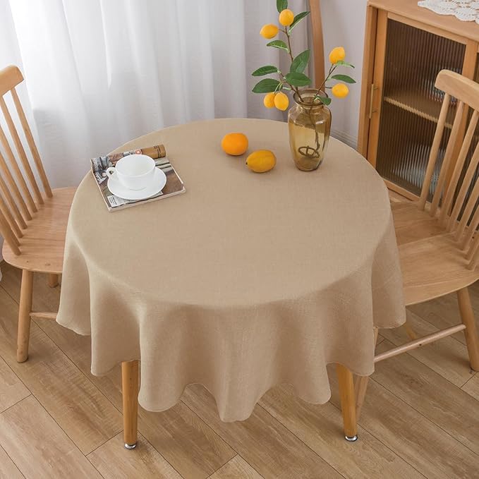NLMUVW Round Linen Table Cloth 48 Inch, Burlap Tablecloth Textured Water - Image 2