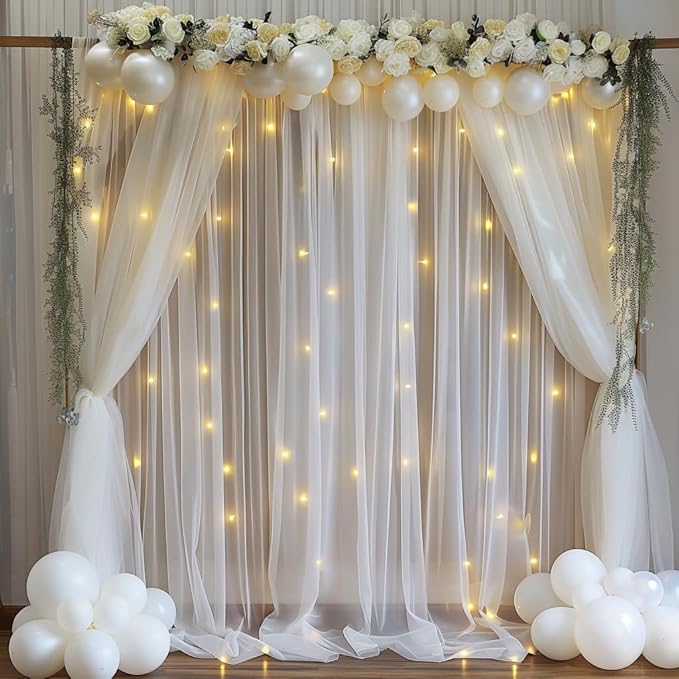 10ft X 10ft White Tulle Backdrop Curtain - Image 8