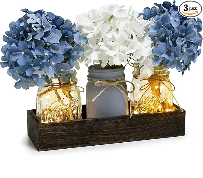 Mason Jar Lights Centerpiece Table Decor by Nagobi