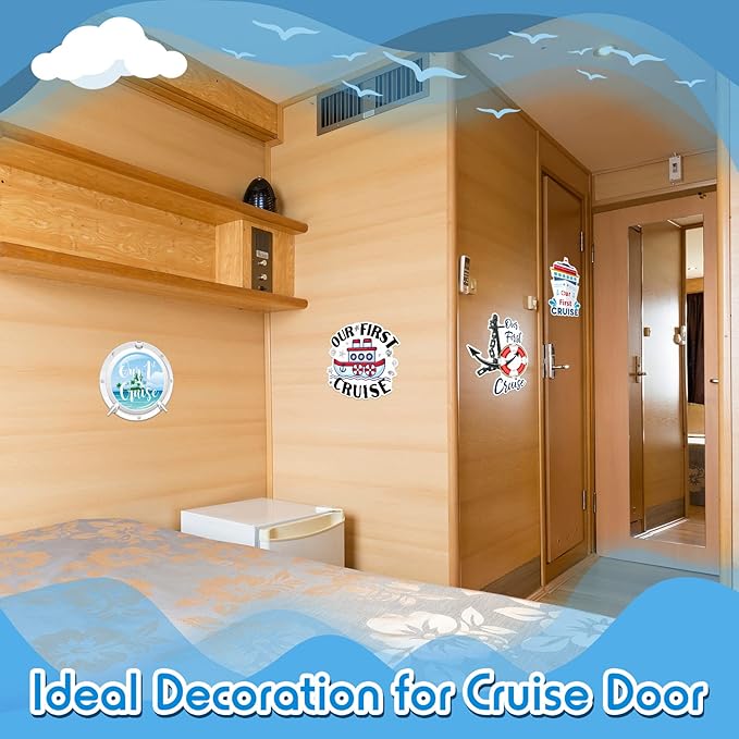 Hoteam 4 Pcs Our First Cruise Door Decorations Magnetic Large First Cruise Ship - Image 6