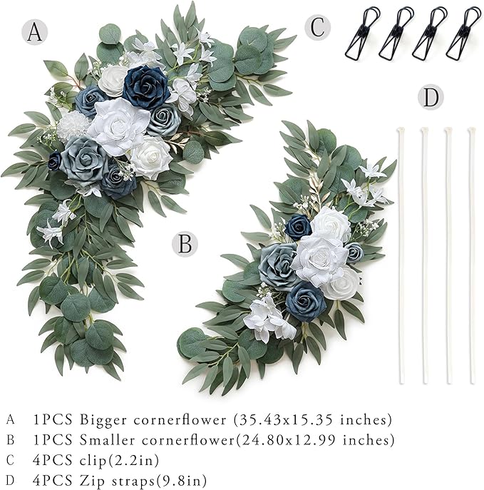 Dusty Blue Flower for Wedding Welcome Signs Decorations, Artificial Wedding - Image 2