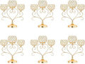 6 Pcs Gold 3-Arm Heart Tea Light Candle Holder by kehail