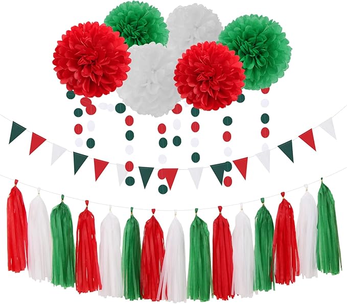 Red-Green White Party-Decorations by LastingSurprise