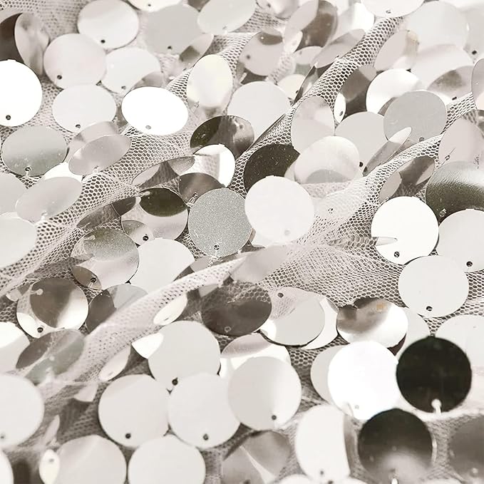 HH 9x9FT Big Silver Sequin Backdrop Curtains, Shimmer Sequin Fabric Photography - Image 5