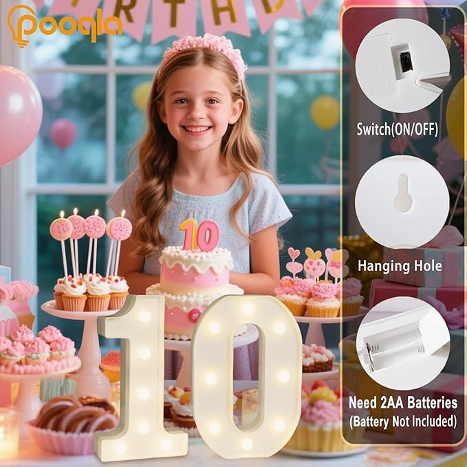 Pooqla Decorative Led Light Up Number Letters - Image 2