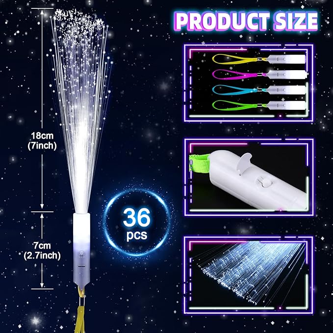 36 PCS White Fiber Optic Sticks, LED Fiber Wands, Fiber Optic Wand - Image 4