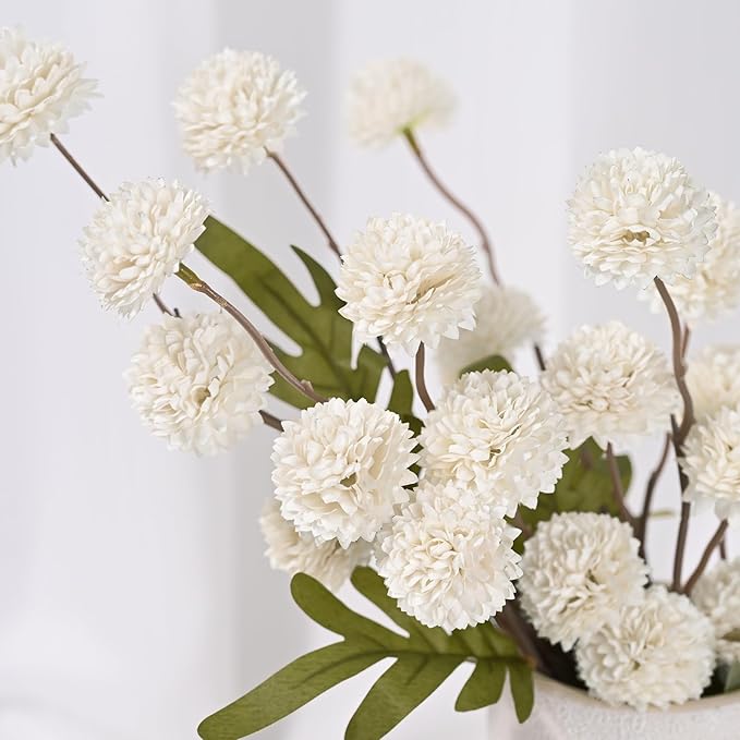 Waipfaru 10pcs Fake Silk Pompon Mum Artificial Flowers, Bulk Faux Mini - Image 7