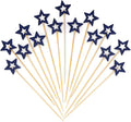 Minisland Big Navy Blue Star Cocktail Picks, 5.5 Inch Long Bamboo Fancy by Minisland