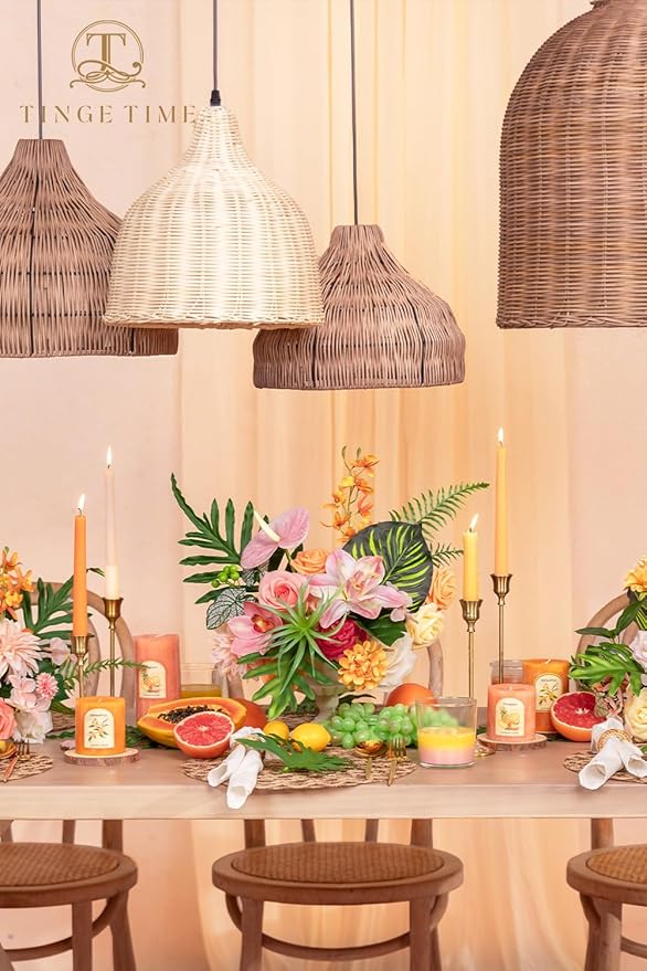 TINGE TIME Artificial Flowers Tropical Citrus & Pink Flower Combo - Image 3