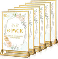 EHWINE 6 Pack Acrylic Sign Holder 4 x 6, Double Sided Gold Picture Frame Stand by EHWINE