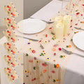 6PCS Champagne Floral Table Runner 10 FT, Embroidery Daisy Table Runners by Hugestar
