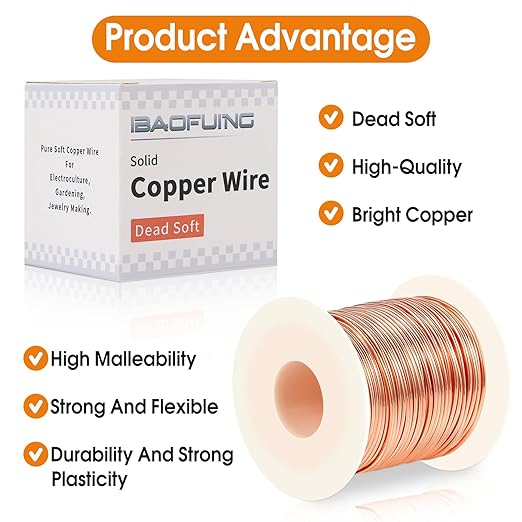 99.9% Soft Copper Wire, 24 Gauge/ 0.5 mm Diameter, 853 Feet / 260m, 1 Pound - Image 2