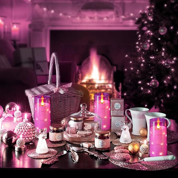 NURADA Flickering Flameless Candles: Built-in Star String Lights 3D Wick - Image 4