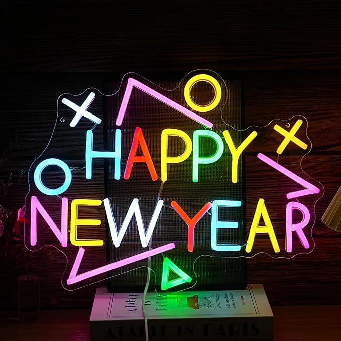 Happy New Year Neon Sign Exquisite And Beautiful New Year LED Light Up Sign by LISIGNVE