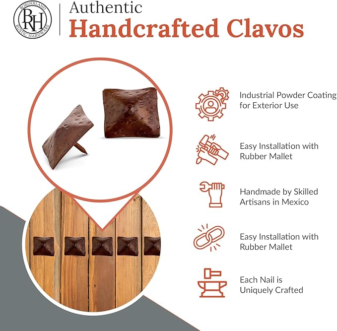 25 Pack 1.5" Square Head Iron Clavos Decorative Nails – Sealed Rusted – - Image 2