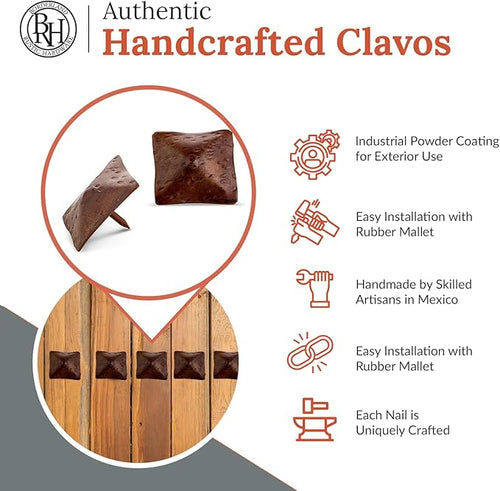 10 Pack 1.5" Square Head Iron Clavos Decorative Nails – Sealed Rusted – - Image 2