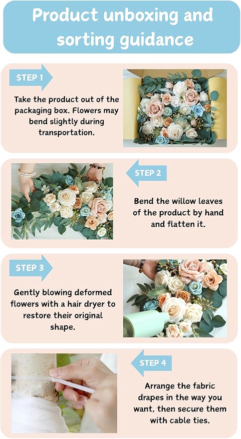 Artificial Wedding Arch Flowers Kit, Ceremony Decoration, Floral Outdoor Party - Image 5