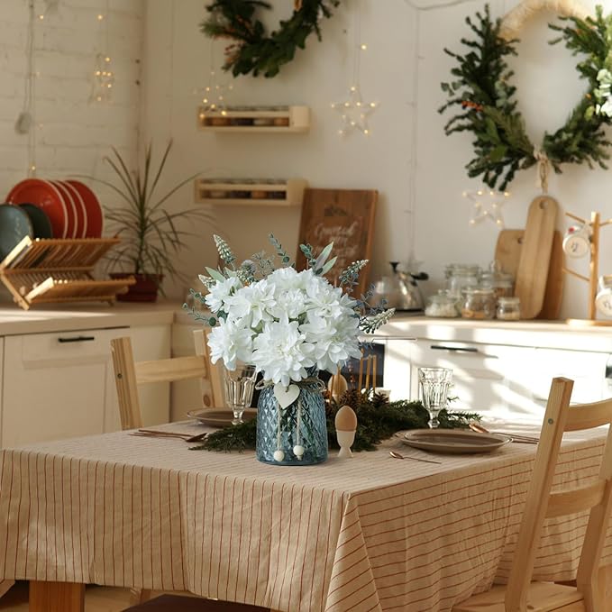 Fake Flowers in Vase, 8 Dahlias, Silk Artificial Flowers in Vase, Centerpiece - Image 9