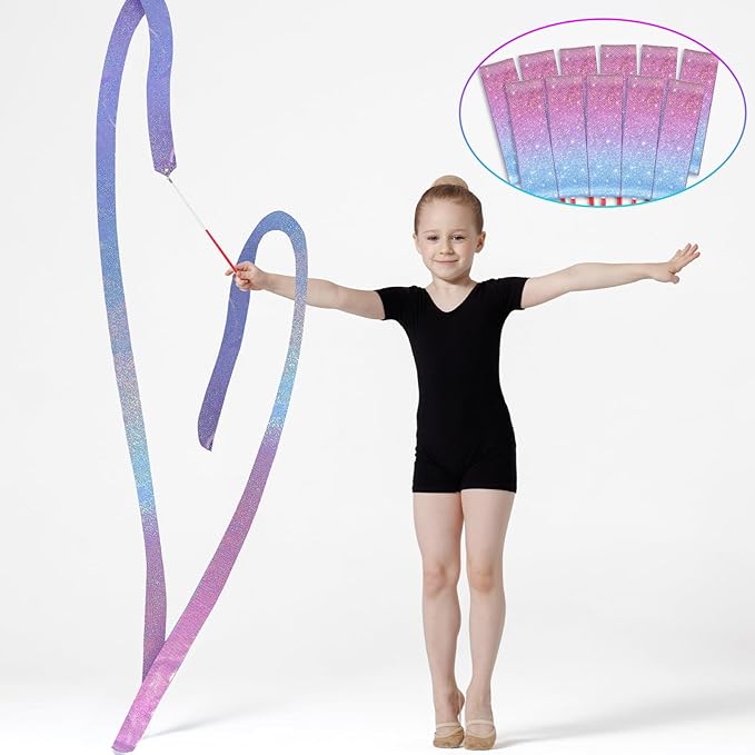 16 Pcs Sparkling Dance Ribbon for Kids Rhythmic Gymnastics Birthday Party - Image 4
