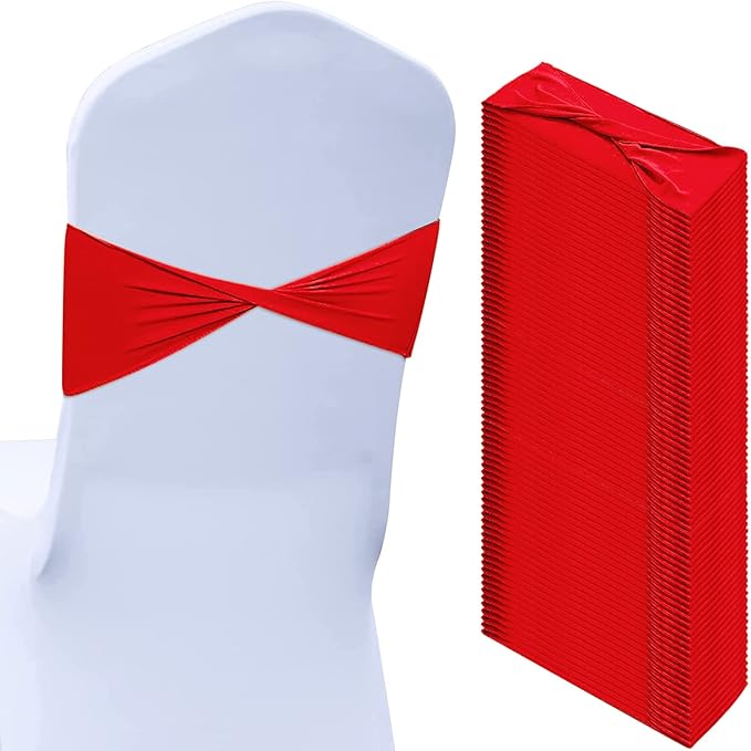 Kinlop 50 Pcs Spandex Chair Sashes Bows Chair Bands Slider Sashes by Kinlop