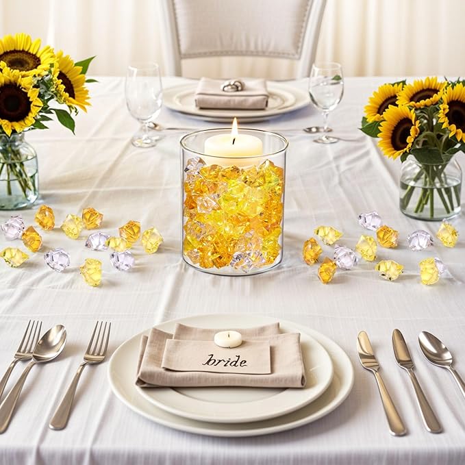 DomeStar Yellow and Orange Fake Ice, Crushed Ices Plastic Gems Vases Fillers - Image 6