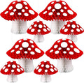 8PCS Mushroom Honeycomb Decor Mushroom Shaped Tissue Paper Pom Decorations by KAXIXI