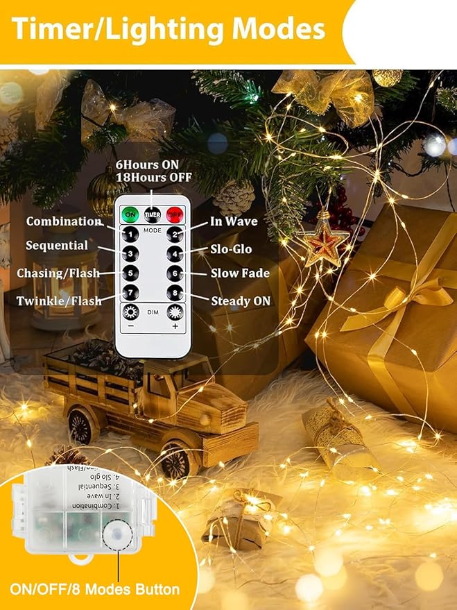 6 Pack Each 33FT 100LED Fairy Lights Battery Operated - Image 2