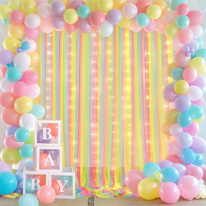 Rainbow Tulle Backdrop Curtain - Image 4