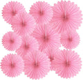 20 Pcs Pink Hanging Paper Fan, Hanging Honeycomb Round Paper Fans by Zankubom